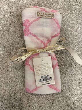 The Beaufort Bonnet Company Pink Belle Meade Bow Swaddle Blanket